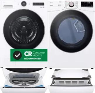 Side by Side Washer & Dryer Set on Pedestals