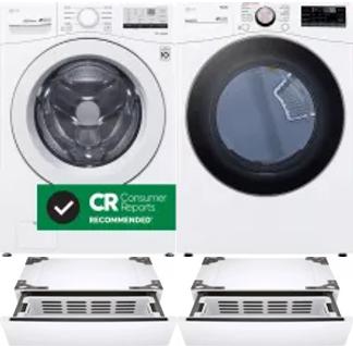 Side by Side Washer & Dryer Set on Pedestals