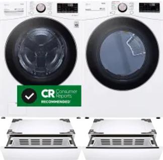 Side by Side Washer & Dryer Set on Pedestals