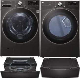 Side by Side Washer & Dryer Set on Pedestals