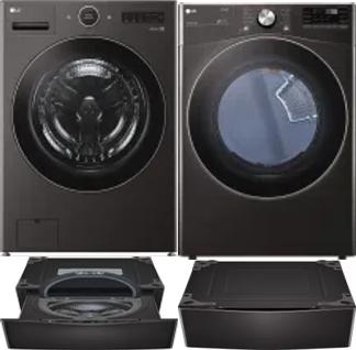 Side by Side Washer & Dryer Set on Pedestals