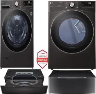 Side by Side Washer & Dryer Set on Pedestals