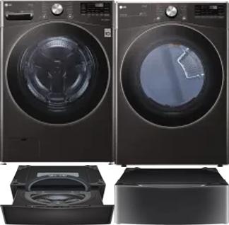 Side by Side Washer & Dryer Set on Pedestals