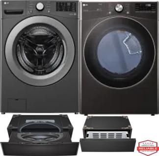 Side by Side Washer & Dryer Set on Pedestals