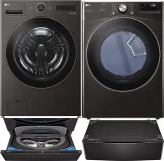 Side by Side Washer & Dryer Set on Pedestals