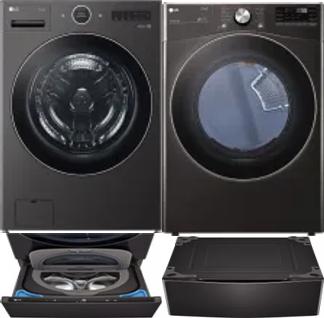 Side by Side Washer & Dryer Set on Pedestals
