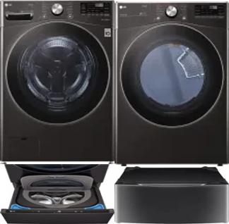 Side by Side Washer & Dryer Set on Pedestals