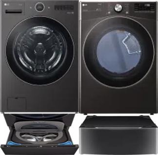 Side by Side Washer & Dryer Set on Pedestals