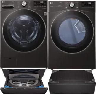 Side by Side Washer & Dryer Set on Pedestals