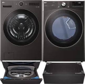 Side by Side Washer & Dryer Set on Pedestals
