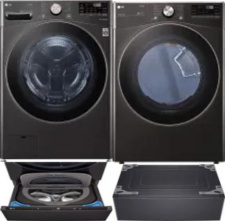 Side by Side Washer & Dryer Set on Pedestals
