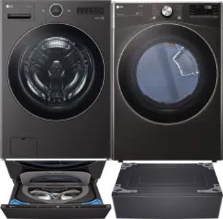 Side by Side Washer & Dryer Set on Pedestals