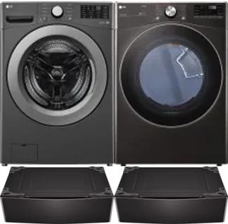 Side by Side Washer & Dryer Set on Pedestals