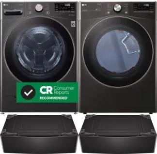 Side by Side Washer & Dryer Set on Pedestals