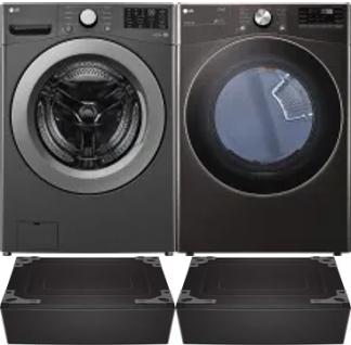 Side by Side Washer & Dryer Set on Pedestals