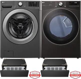 Side by Side Washer & Dryer Set on Pedestals
