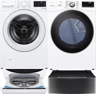 Side by Side Washer & Dryer Set on Pedestals
