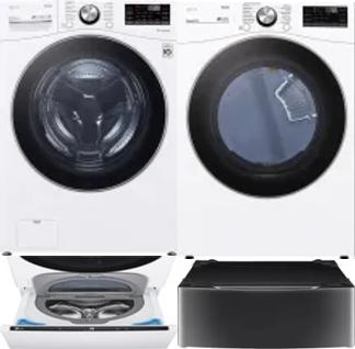 Side by Side Washer & Dryer Set on Pedestals