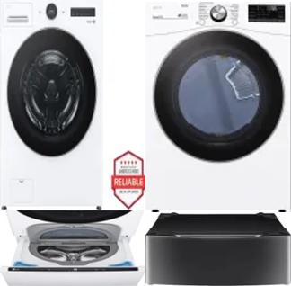 Side by Side Washer & Dryer Set on Pedestals
