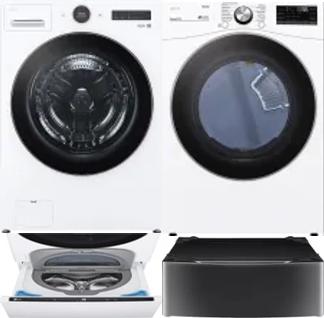Side by Side Washer & Dryer Set on Pedestals