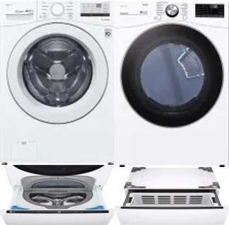 Side by Side Washer & Dryer Set on Pedestals