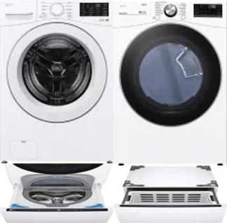 Side by Side Washer & Dryer Set on Pedestals