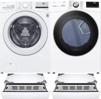 Side by Side Washer & Dryer Set on Pedestals