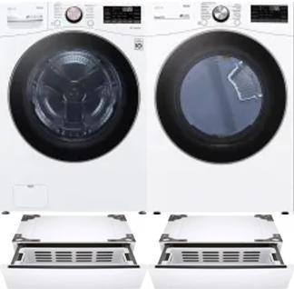 Side by Side Washer & Dryer Set on Pedestals