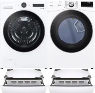 Side by Side Washer & Dryer Set on Pedestals