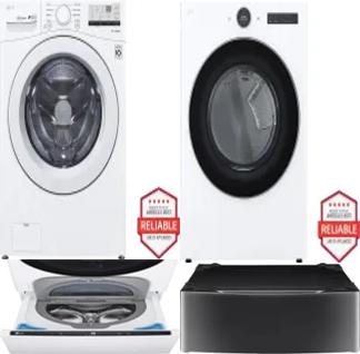 Side by Side Washer & Dryer Set on Pedestals