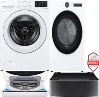 Side by Side Washer & Dryer Set on Pedestals