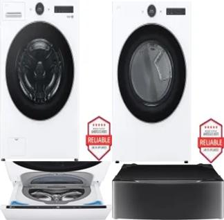 Side by Side Washer & Dryer Set on Pedestals