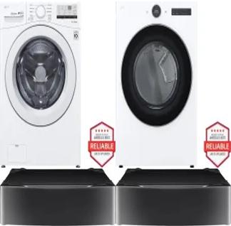 Side by Side Washer & Dryer Set on Pedestals