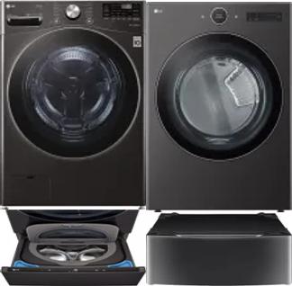 Side by Side Washer & Dryer Set on Pedestals