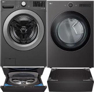 Side by Side Washer & Dryer Set on Pedestals