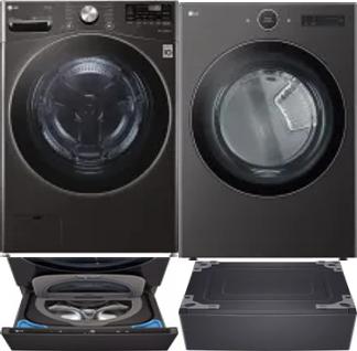 Side by Side Washer & Dryer Set on Pedestals