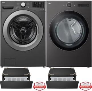 Side by Side Washer & Dryer Set on Pedestals