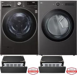 Side by Side Washer & Dryer Set on Pedestals