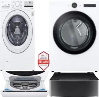 Side by Side Washer & Dryer Set on Pedestals