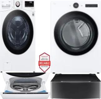 Side by Side Washer & Dryer Set on Pedestals