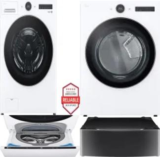 Side by Side Washer & Dryer Set on Pedestals