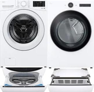 Side by Side Washer & Dryer Set on Pedestals