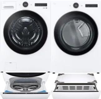 Side by Side Washer & Dryer Set on Pedestals