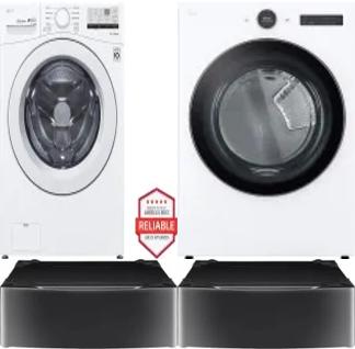 Side by Side Washer & Dryer Set on Pedestals