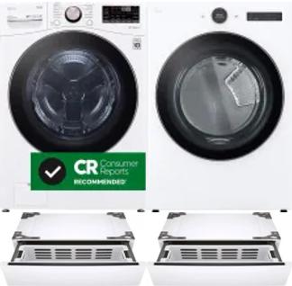 Side by Side Washer & Dryer Set on Pedestals