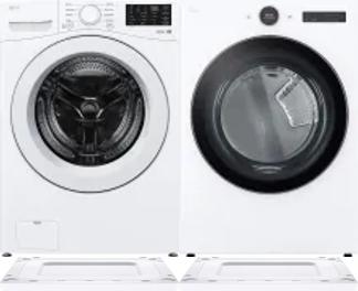 Side by Side Washer & Dryer Set on Risers
