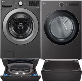 Side by Side Washer & Dryer Set on Pedestals