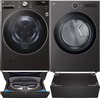 Side by Side Washer & Dryer Set on Pedestals