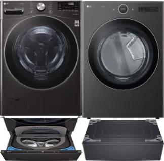 Side by Side Washer & Dryer Set on Pedestals