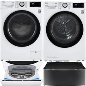 Side by Side Washer & Dryer Set on Pedestals